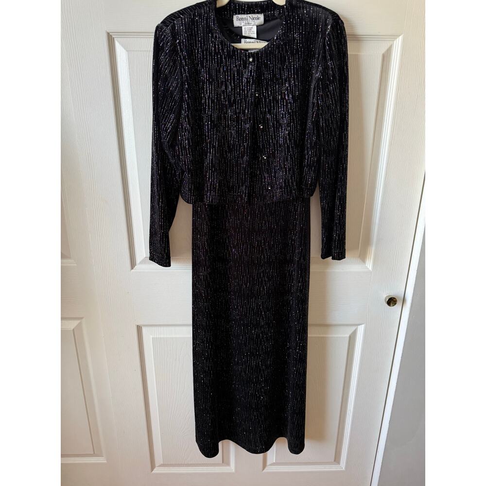Ronni Nicole Velvet Glitter Dress & Jacket Set Size 10 Petite Y2K 90s Prom Hoco